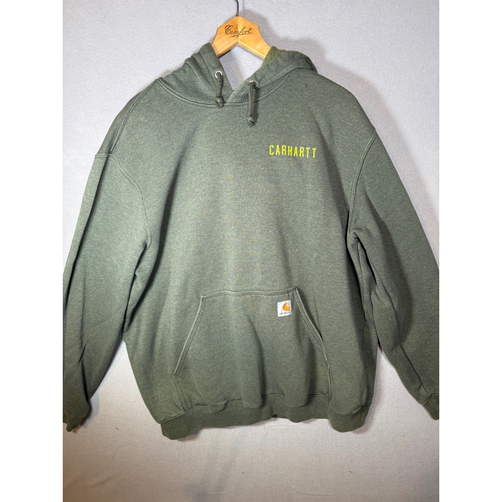 Carhartt Mens XL Original Fit Hoodie Olive Green Heather Logo Sweatshirt 103862